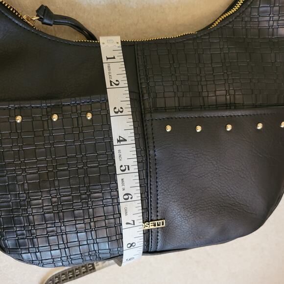 NWT Rosetti Black With Gold Metal Accents Crossbody Shoulder Bag Pockets - Picture 12 of 15